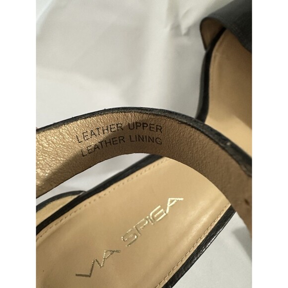 VIA SPIGA Black Leather Ankle Strap Open Toe Block Heel size 10 - Picture 7 of 11